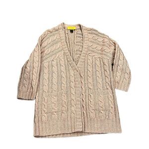 ST John chunky knit v neck 3/4 sleeve cardigan sweater size large